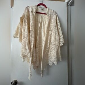 American Rag Cream Lace Crochet Cardigan Bohemian Size Medium